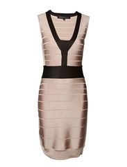 French Connection T-RIBBON KNITS SLESS DRESS - DK INTIMATE PINK/BLK