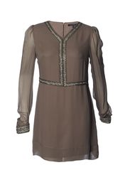 French Connection WINTD BEX BEADS L/S V NK DRESS