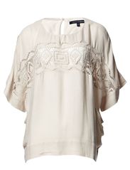 French Connection HOLIDAY CROCHET SS SLASH N TOP