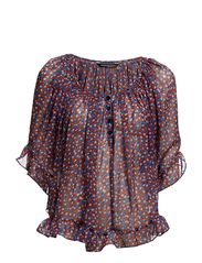 French Connection DAISY DEW FAN SLV SCOOP NK TOP