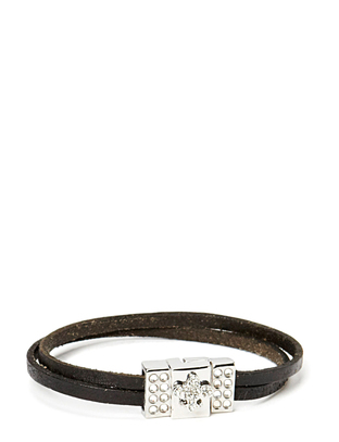 Friis & Company Pear Fleur-De-Lis Flat Silver Bracelet - Black