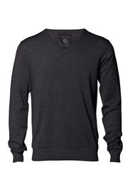 Jack & Jones premium v-neck cot pr sup - DARK GREY MELANGE