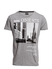 Jack & Jones BORDER TEE SS EXP 12 CORE - LIGHT GREY MELANGE