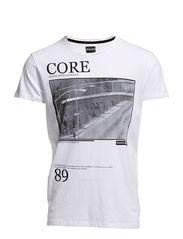 Jack & Jones BORDER TEE SS EXP 12 CORE - OPTICAL WHITE