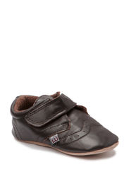 Melton Basic leather shoe w/velcro - Dark Brown