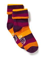 Turn-up sock w/stripes