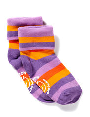 Turn-up sock w/stripes