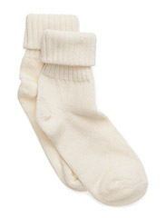 Melton Wool sock w/string edge - White