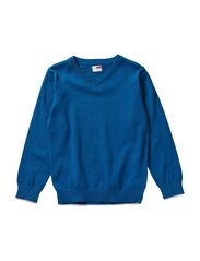 name it VAKKE KIDS KNIT V-NECK 112 - PACIFIC