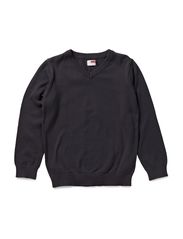 name it VAKKE KIDS KNIT V-NECK 112 - STONE GREY