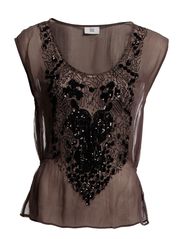 Noa Noa Top,Short Sleeve - Stone