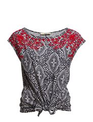 Oasis Oasis Print And Emb Tie Front Tee