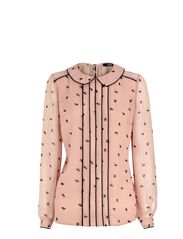 Oasis Oasis Swan Print Pintuck Top