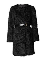 Oasis Oasis Faux Fur Collarless Belted Coat
