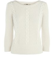 Oasis Oasis Textured Cable Front Fluffy Crew Neck
