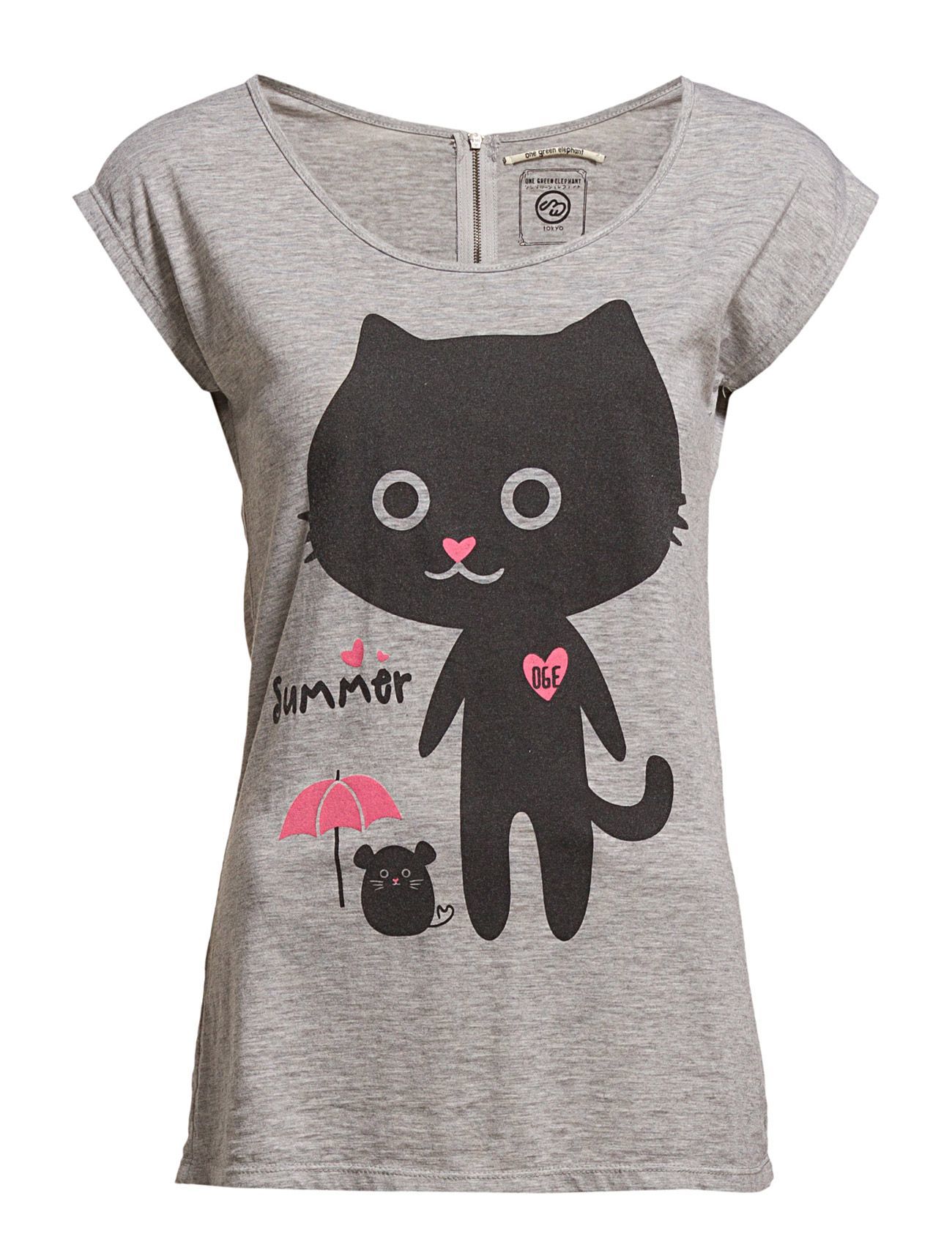 One Green Elephant F T-Shirt with cat print