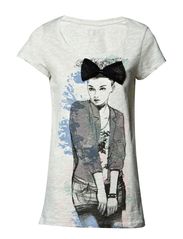 ONLY GIRLY POWER LOLA/NINA SS TOP BOX - OATMEAL MELANGE