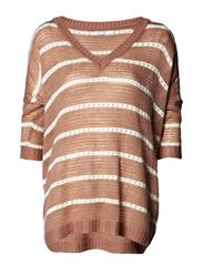 ONLY YARN DYED V-NECK 3/4 KNIT PULLOVER