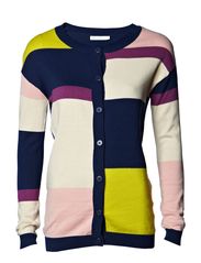 ONLY GRACE LS COLOUR BLOCK LONG KNIT CARDIGAN - WHITE SWAN