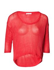 ONLY OLIVIA O-NECK L/S KNIT TOP - ROUGE RED