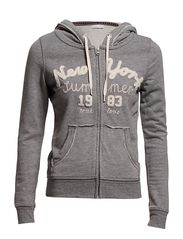 ONLY ADELE ZIP HOOD SWEAT - LIGHT GREY MELANGE