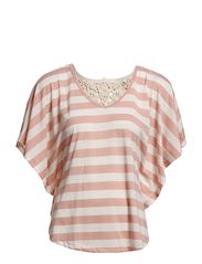 ONLY MARLINA STRIPE CAPE SS TOP - MISTY ROSE