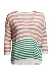 ONLY BOXY STRIPE 3/4 KNIT TOP - CLOUD DANCER