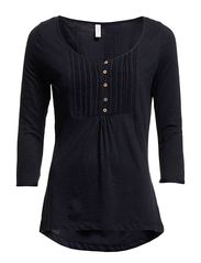ONLY POPPY SLUB 3/4 TOP JRS - TOTAL ECLIPSE