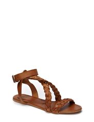 Pieces GABRIELLE SHOP LEATHER SANDAL - COGNAC