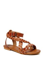 Pieces CLAIR LEATHER SANDAL COGNAC