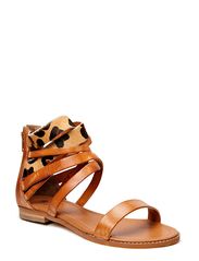 Pieces CONNIE LEATHER SANDAL ZIP COGNAC
