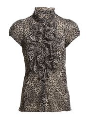 Saint Tropez LEOPARD PRINTED RUFFLE TOP