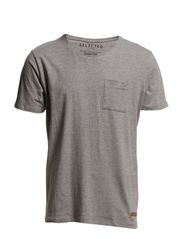 Selected Dave ss o-neck NOOS J - Light Grey Melange