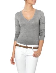 Vero Moda glory new ls deep v-neck supp - LT. GREY MELANGE