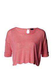 Vero Moda GALOP 2/4 WIDE O-NECK MIX - MIAMI PINK