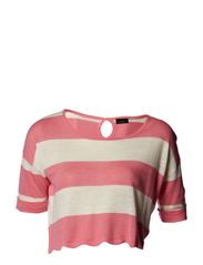 Vero Moda GALOP 2/4 WIDE O-NECK MIX - MIAMI PINK