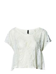 Vero Moda MIRA LACE S/S TOP - SNOW WHITE