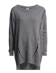 PARMA LS OVERSIZE BLOUSE EA - GRANIT MELANGE
