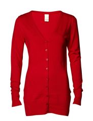 Vila rob long v-neck cardigan - WINTER RED
