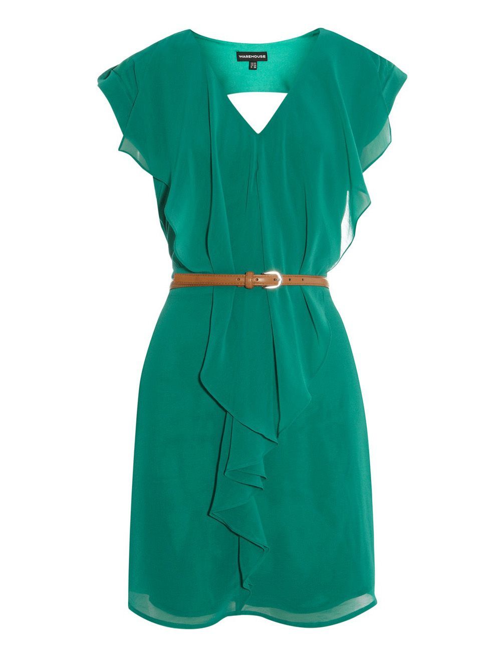 Warehouse Ruffle Front Clean Dress