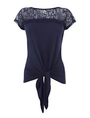 Warehouse Warehouse Lace Tie Front Top