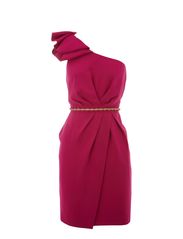 Warehouse Warehouse Origami One Shoulder Dress - Bright Pink