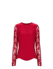 Warehouse Warehouse Scallop Hem Lace Sleeve Shell Top