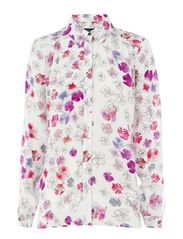 Warehouse Warehouse Hand Drawn Pansy Print Blouse