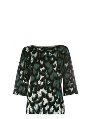 Warehouse Warehouse Feather Print Top