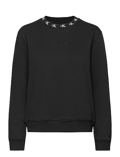 Logo trim neck crew