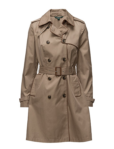 Faux Leather Trim Trench Coat (Sand) (161.85 €) - Lauren Ralph Lauren ...