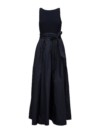 Jersey-Taffeta V-Back Gown