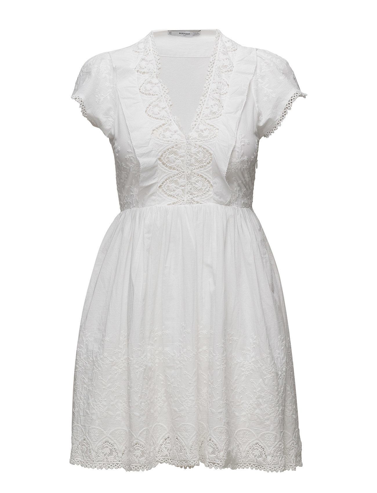 Korte Damer I Mango Til Panel Embroidered Dress Kjoler Hvid qzt7x
