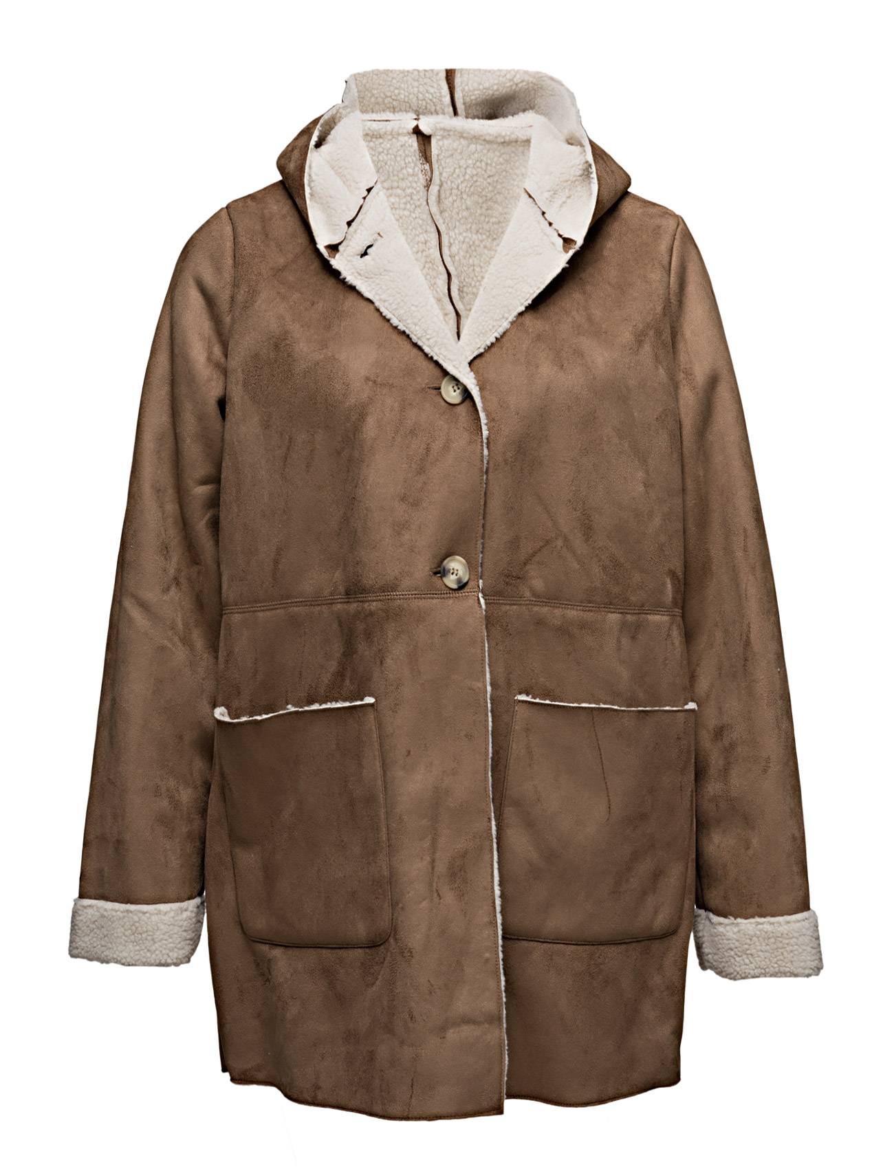 Faux Shearling Aviator Coat Violeta by Mango Frakker til Kvinder i Brun